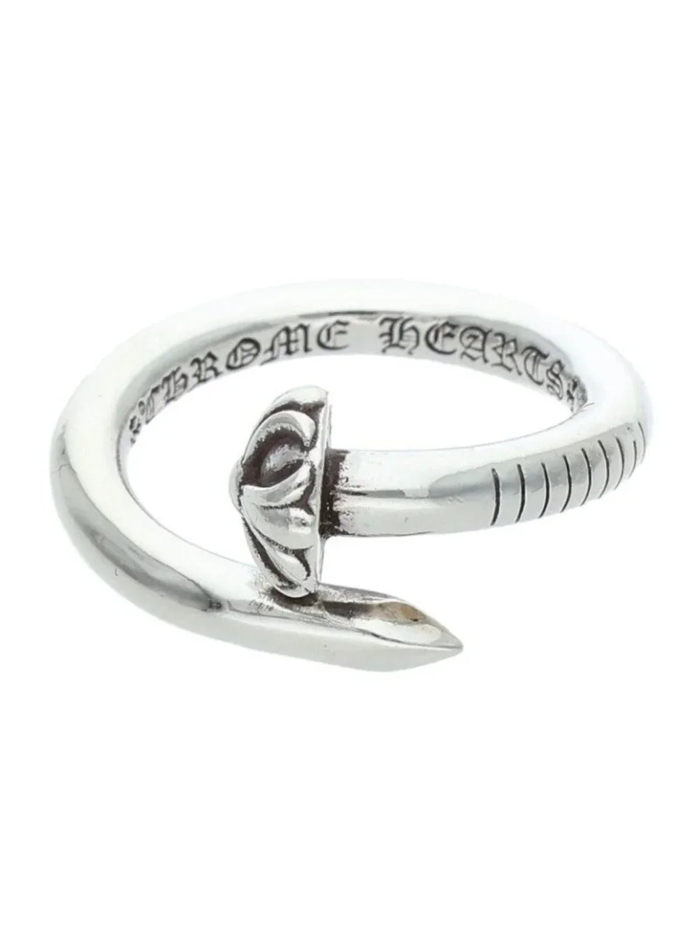 Chrome Hearts Nail Crsball Cross Ball Silver Ring